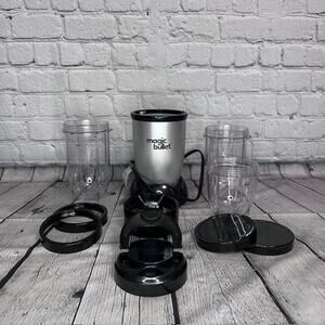 Magic Bullet Blender 10- Piece Black Silver MBR-1101 Base Container Cups Blade